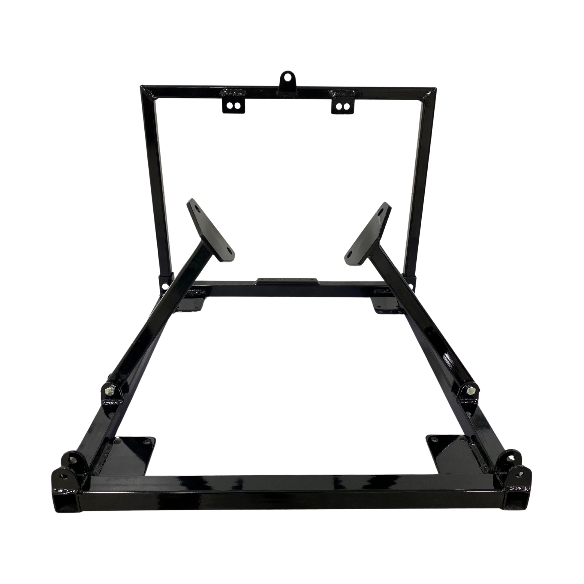 Tilburg Racing Products black metal Chevy LS engine cradle on a white background