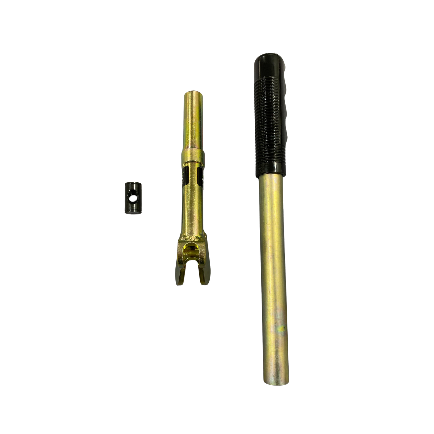 Gold metal Tilburg Racing Products study style valve spring tool with black handle on a white background