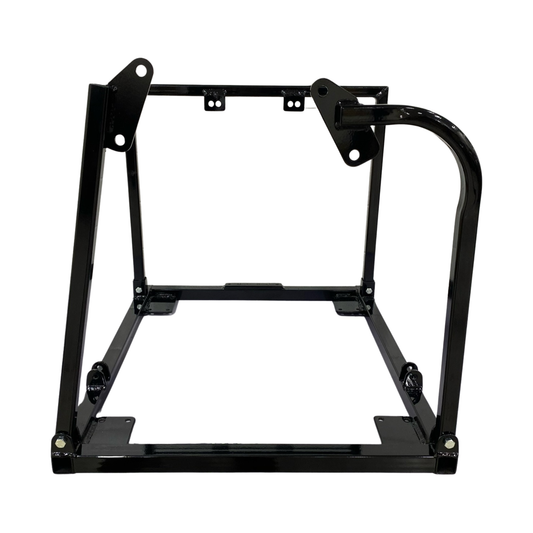 Tilburg Racing Products black metal engine cradle for Chrysler 2nd-Gen Hemi engines on a white background